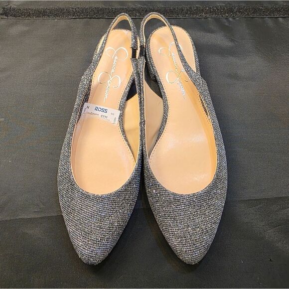 BRAND NEW JESSICA SIMPSON  GLITTERED WOMENS SLINGBACK FLAT SANDALS - Picture 6 of 16